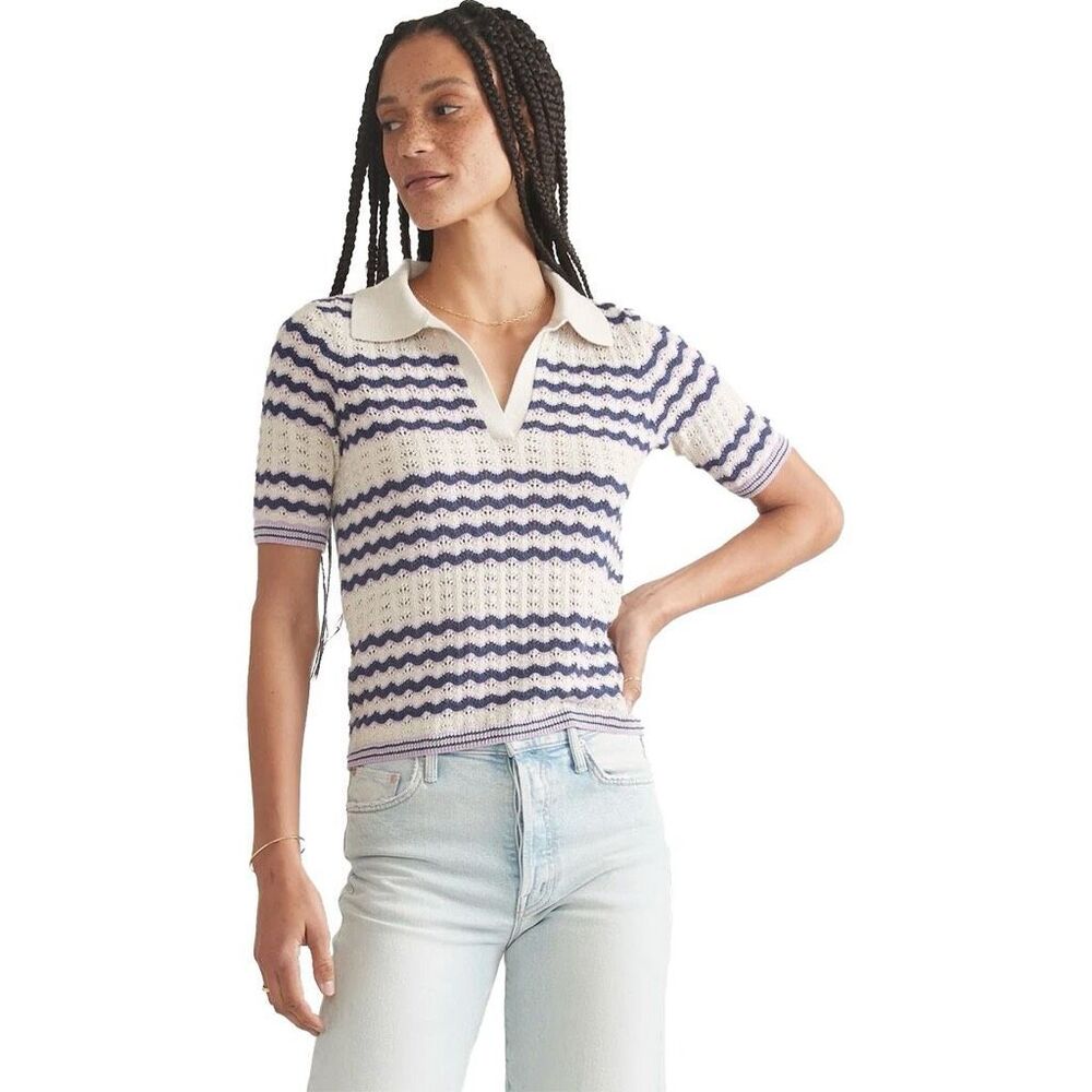 Marine Layer Spencer Polo Sweater Womens Size Large